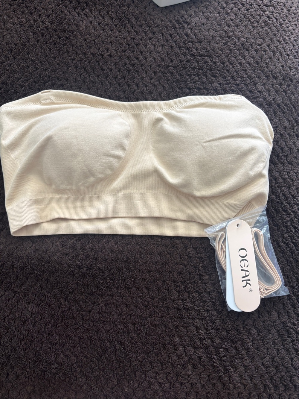 Seamless Strapless Bandeau Bra in Cream by OEAK